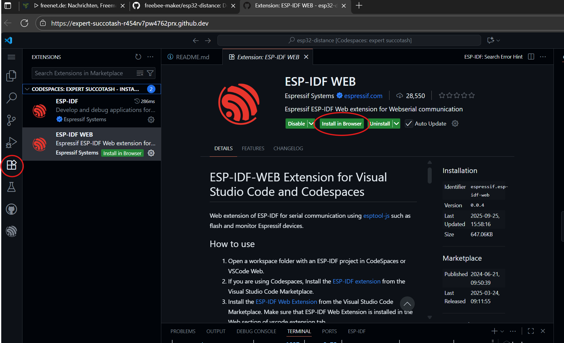 ESP-IDF Web Extension